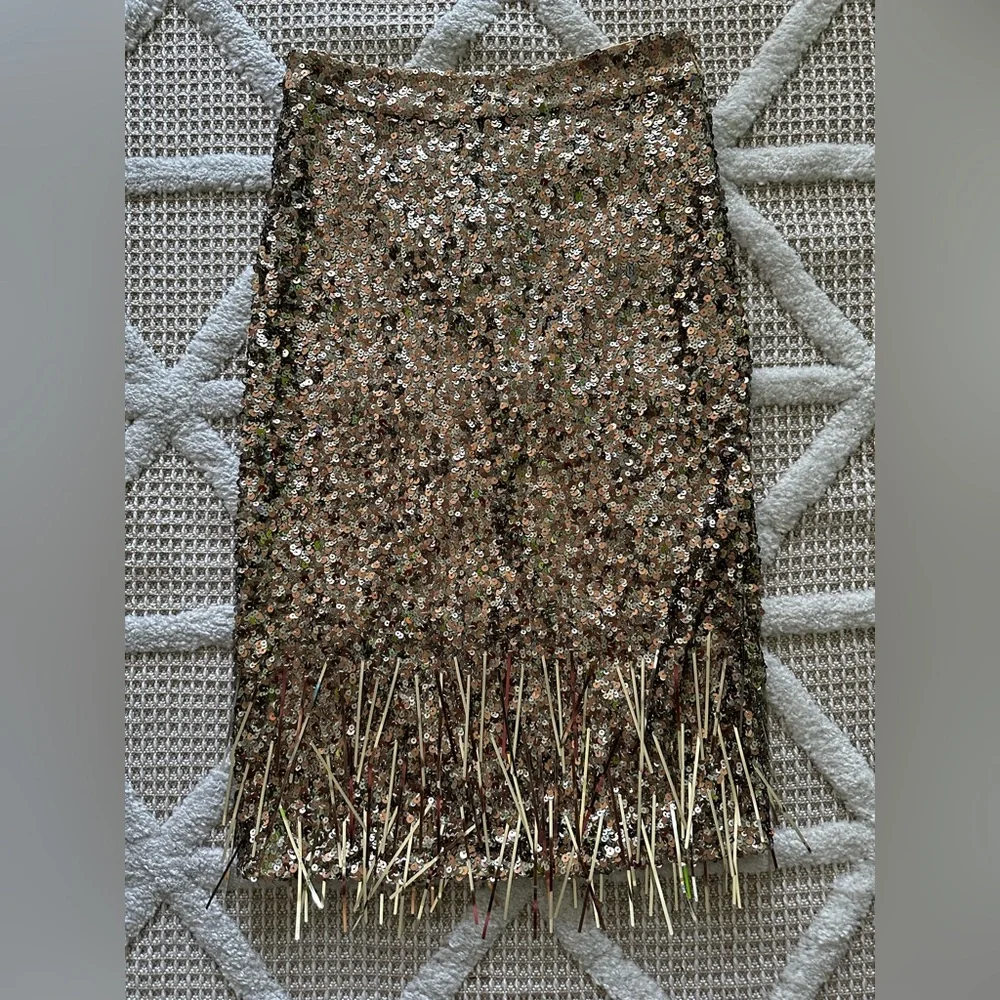 Walter Baker Trixie Skirt in Gold Beam Sequin